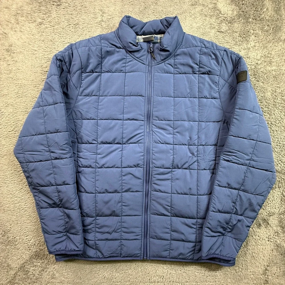 Voyager Quilt Lined Puffer Jacket Mens M Blue Full Zip Gorpcore Outdoor